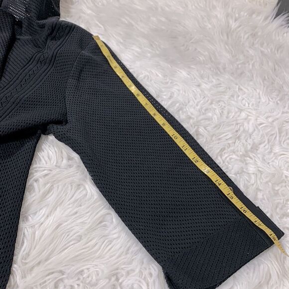 MISOOK Mesh Zip Up Hooded Jacket Tabbed Sleeves Side Vent Shoulder Pads women M - Picture 13 of 15